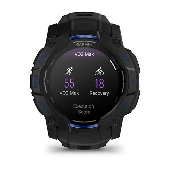 GARMIN Instinct 3 AMOLED Smart Watch - 50 mm, Black with Black/Bolt Blue Band Silicone Band thumbnail